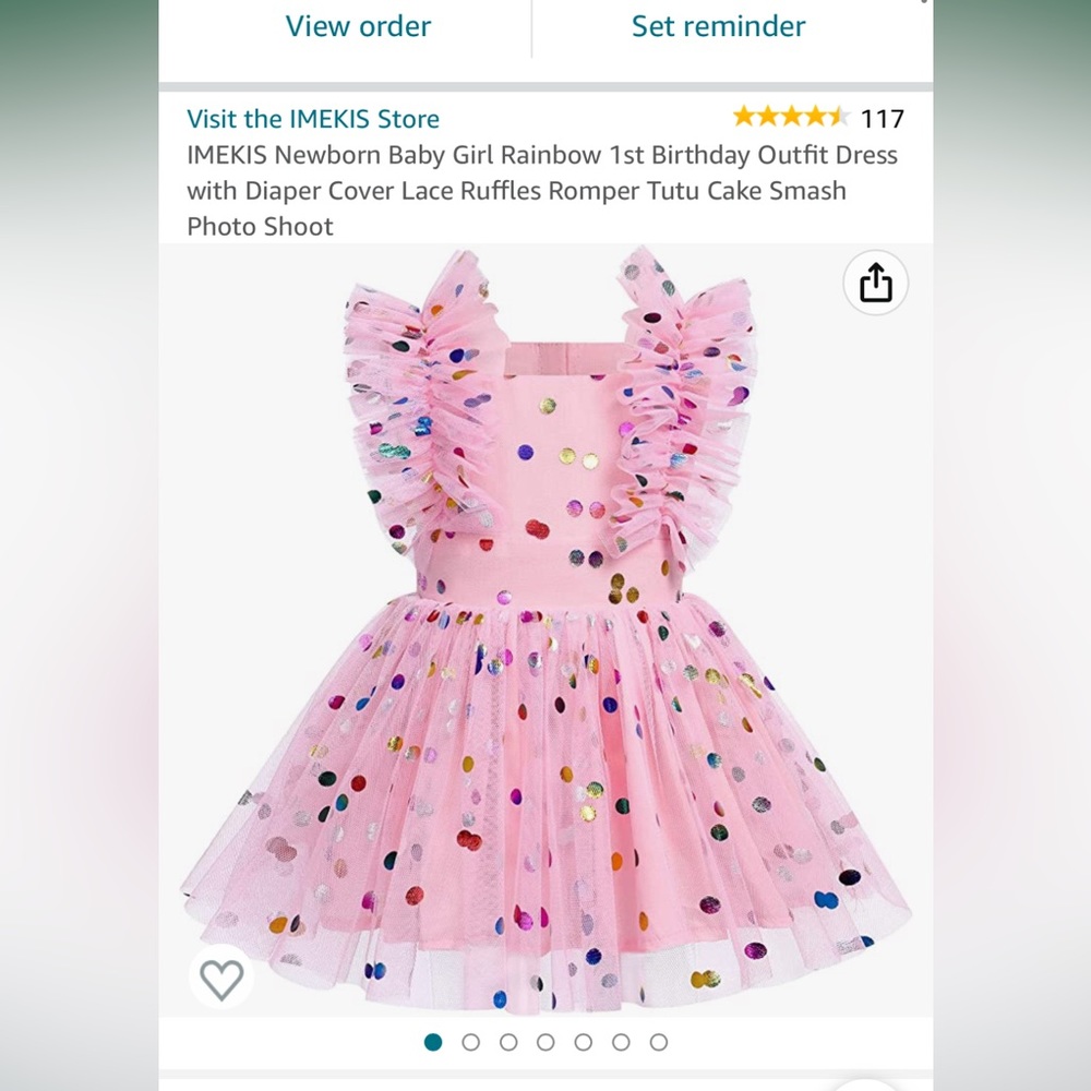 Baby Girl Rainbow 1st Birthday Outfit Dress with diaper cover.
